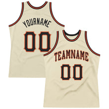 Load image into Gallery viewer, Custom Cream Black-Orange Authentic Throwback Basketball Jersey