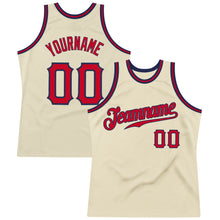 Load image into Gallery viewer, Custom Cream Red-Navy Authentic Throwback Basketball Jersey