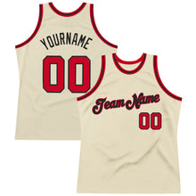Load image into Gallery viewer, Custom Cream Red-Black Authentic Throwback Basketball Jersey
