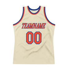 Load image into Gallery viewer, Custom Cream Orange-Royal Authentic Throwback Basketball Jersey
