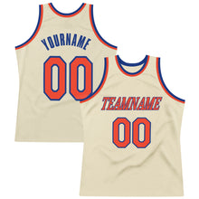 Load image into Gallery viewer, Custom Cream Orange-Royal Authentic Throwback Basketball Jersey