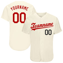 Load image into Gallery viewer, Custom Cream Red-Black Authentic Baseball Jersey