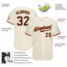 Load image into Gallery viewer, Custom Cream Black Pinstripe Black-Orange Authentic Baseball Jersey