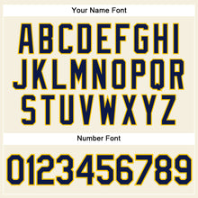 Load image into Gallery viewer, Custom Cream Navy Pinstripe Navy-Gold Authentic Baseball Jersey