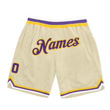 Load image into Gallery viewer, Custom Cream Purple-Gold Authentic Throwback Basketball Shorts