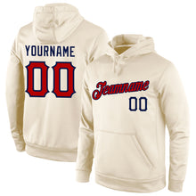 Load image into Gallery viewer, Custom Stitched Cream Red-Navy Sports Pullover Sweatshirt Hoodie