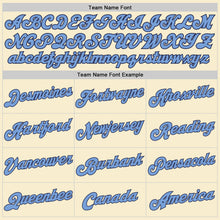 Load image into Gallery viewer, Custom Cream Navy Pinstripe Light Blue-Black Authentic Basketball Jersey