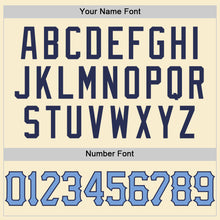 Load image into Gallery viewer, Custom Cream Navy Pinstripe Light Blue-Black Authentic Basketball Jersey