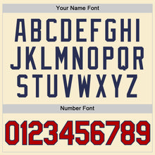 Load image into Gallery viewer, Custom Cream Navy Pinstripe Red-Black Authentic Basketball Jersey