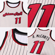 Load image into Gallery viewer, Custom Cream Black Pinstripe Maroon-Black Authentic Basketball Jersey