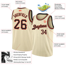 Load image into Gallery viewer, Custom Cream Black Pinstripe Black-Orange Authentic Basketball Jersey