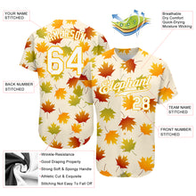 Load image into Gallery viewer, Custom Cream White-Gold 3D Pattern Design Maple Leaf Authentic Baseball Jersey
