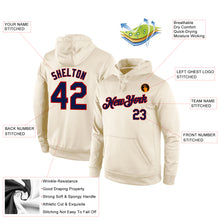 Load image into Gallery viewer, Custom Stitched Cream Navy-Red Sports Pullover Sweatshirt Hoodie