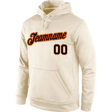 Load image into Gallery viewer, Custom Stitched Cream Black-Orange Sports Pullover Sweatshirt Hoodie