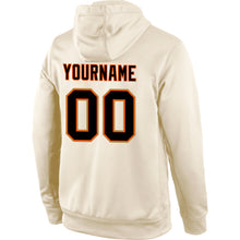 Load image into Gallery viewer, Custom Stitched Cream Black-Orange Sports Pullover Sweatshirt Hoodie