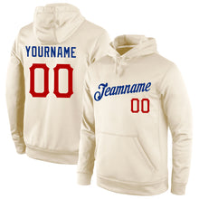 Load image into Gallery viewer, Custom Stitched Cream Red-Royal Sports Pullover Sweatshirt Hoodie