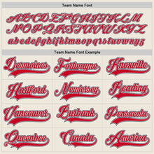 Load image into Gallery viewer, Custom Cream Red-Navy Hockey Jersey