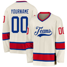 Load image into Gallery viewer, Custom Cream Royal-Red Hockey Jersey