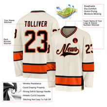 Load image into Gallery viewer, Custom Cream Black-Orange Hockey Jersey