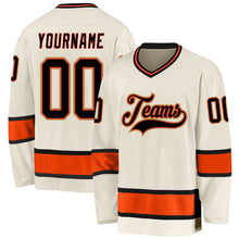 Load image into Gallery viewer, Custom Cream Black-Orange Hockey Jersey