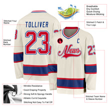Load image into Gallery viewer, Custom Cream Red-Royal Hockey Jersey