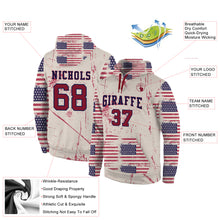 Load image into Gallery viewer, Custom Stitched Cream Crimson-Navy 3D American Flag Fashion Sports Pullover Sweatshirt Hoodie