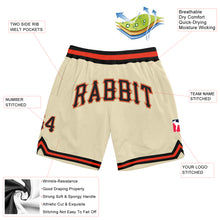 Load image into Gallery viewer, Custom Cream Black-Orange Authentic Throwback Basketball Shorts