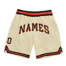 Load image into Gallery viewer, Custom Cream Black-Orange Authentic Throwback Basketball Shorts