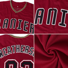 Load image into Gallery viewer, Custom Crimson Black-Gold Authentic Baseball Jersey