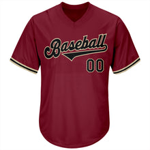 Load image into Gallery viewer, Custom Crimson Black-City Cream Authentic Throwback Rib-Knit Baseball Jersey Shirt