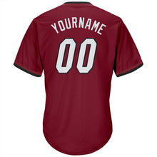 Load image into Gallery viewer, Custom Crimson White-Black Authentic Throwback Rib-Knit Baseball Jersey Shirt
