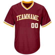 Load image into Gallery viewer, Custom Crimson White-Gold Authentic Throwback Rib-Knit Baseball Jersey Shirt