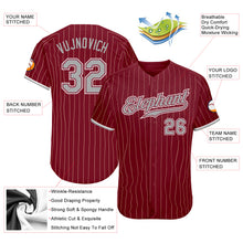 Load image into Gallery viewer, Custom Crimson Cream Pinstripe Gray-White Authentic Baseball Jersey