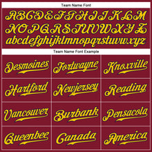 Load image into Gallery viewer, Custom Crimson Cream Pinstripe Navy-Gold Authentic Baseball Jersey