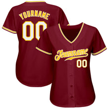 Load image into Gallery viewer, Custom Crimson White-Gold Authentic Baseball Jersey