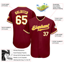 Load image into Gallery viewer, Custom Crimson White-Gold Authentic Baseball Jersey