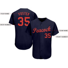 Load image into Gallery viewer, Custom Navy Orange Baseball Jersey