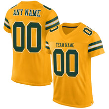 Load image into Gallery viewer, Custom Gold Green-White Mesh Authentic Football Jersey