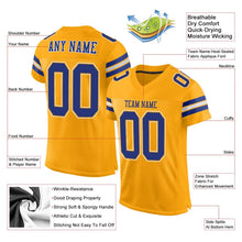 Load image into Gallery viewer, Custom Gold Royal-White Mesh Authentic Football Jersey