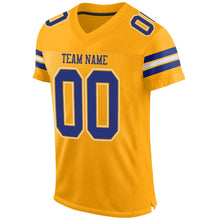 Load image into Gallery viewer, Custom Gold Royal-White Mesh Authentic Football Jersey