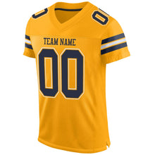 Load image into Gallery viewer, Custom Gold Navy-White Mesh Authentic Football Jersey
