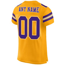 Load image into Gallery viewer, Custom Gold Purple-White Mesh Authentic Football Jersey
