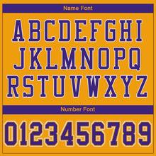 Load image into Gallery viewer, Custom Gold Purple-White Mesh Authentic Football Jersey