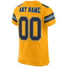 Load image into Gallery viewer, Custom Gold Navy-Powder Blue Mesh Authentic Football Jersey