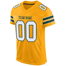 Load image into Gallery viewer, Custom Gold White-Green Mesh Authentic Football Jersey