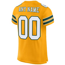 Load image into Gallery viewer, Custom Gold White-Green Mesh Authentic Football Jersey