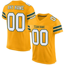 Load image into Gallery viewer, Custom Gold White-Green Mesh Authentic Football Jersey