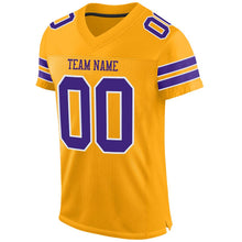 Load image into Gallery viewer, Custom Gold Purple-White Mesh Authentic Football Jersey