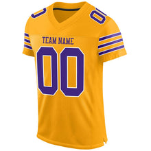 Load image into Gallery viewer, Custom Gold Purple-White Mesh Authentic Football Jersey