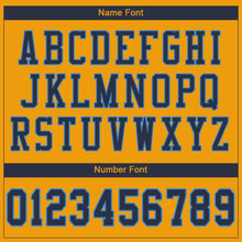 Load image into Gallery viewer, Custom Gold Navy-Powder Blue Mesh Authentic Football Jersey